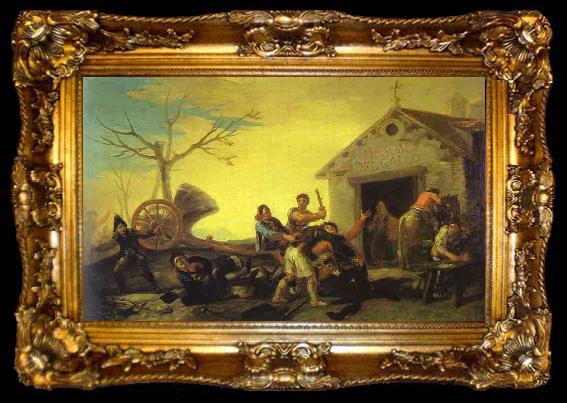 framed  Francisco Jose de Goya Fight at Cock Inn, ta009-2